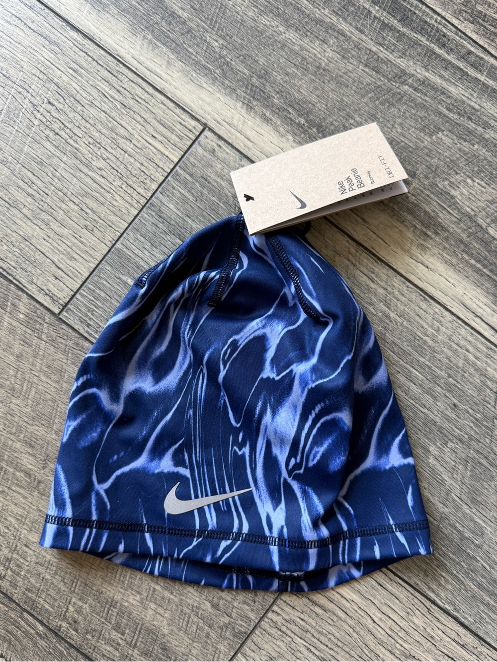 NWT Nike Dry-Fit Peak Beanie Blue Marble Active Running Hat Unisex Men Women